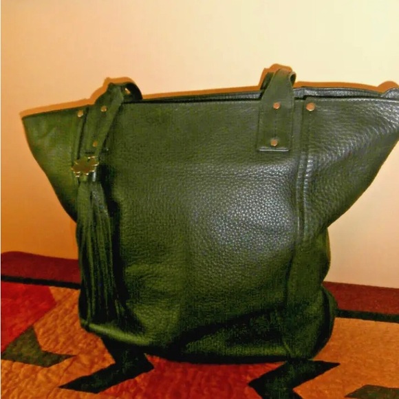 LUCKY BRAND Group Hayes Tote! BUTTERY SOFT PEBBLED LEATHER LARGE TRAVEL~BLACK - Picture 7 of 11